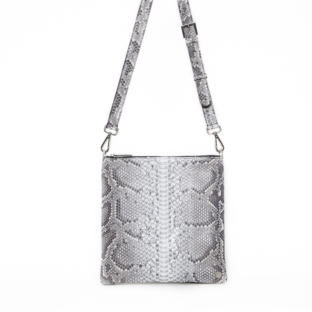 Tokyo Cross-Body, Salt and Pepper Snakeskin